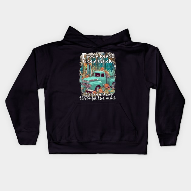 Classic I Got A Heart Like A Truck Day Gift Kids Hoodie by DesignDRart